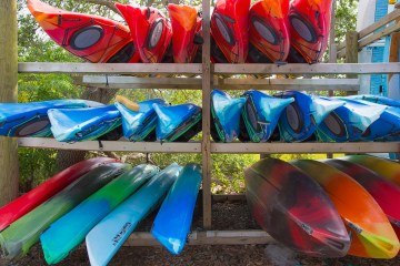 Kayaks on rack