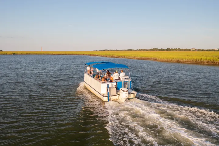 a small boat in a body of water
